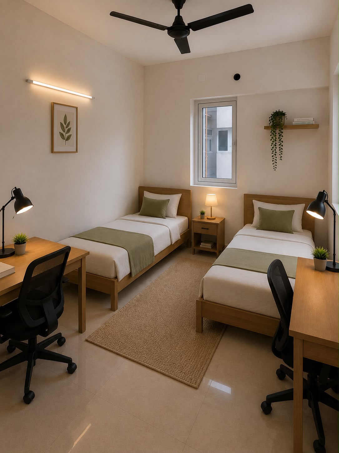 Study desks with task lamps